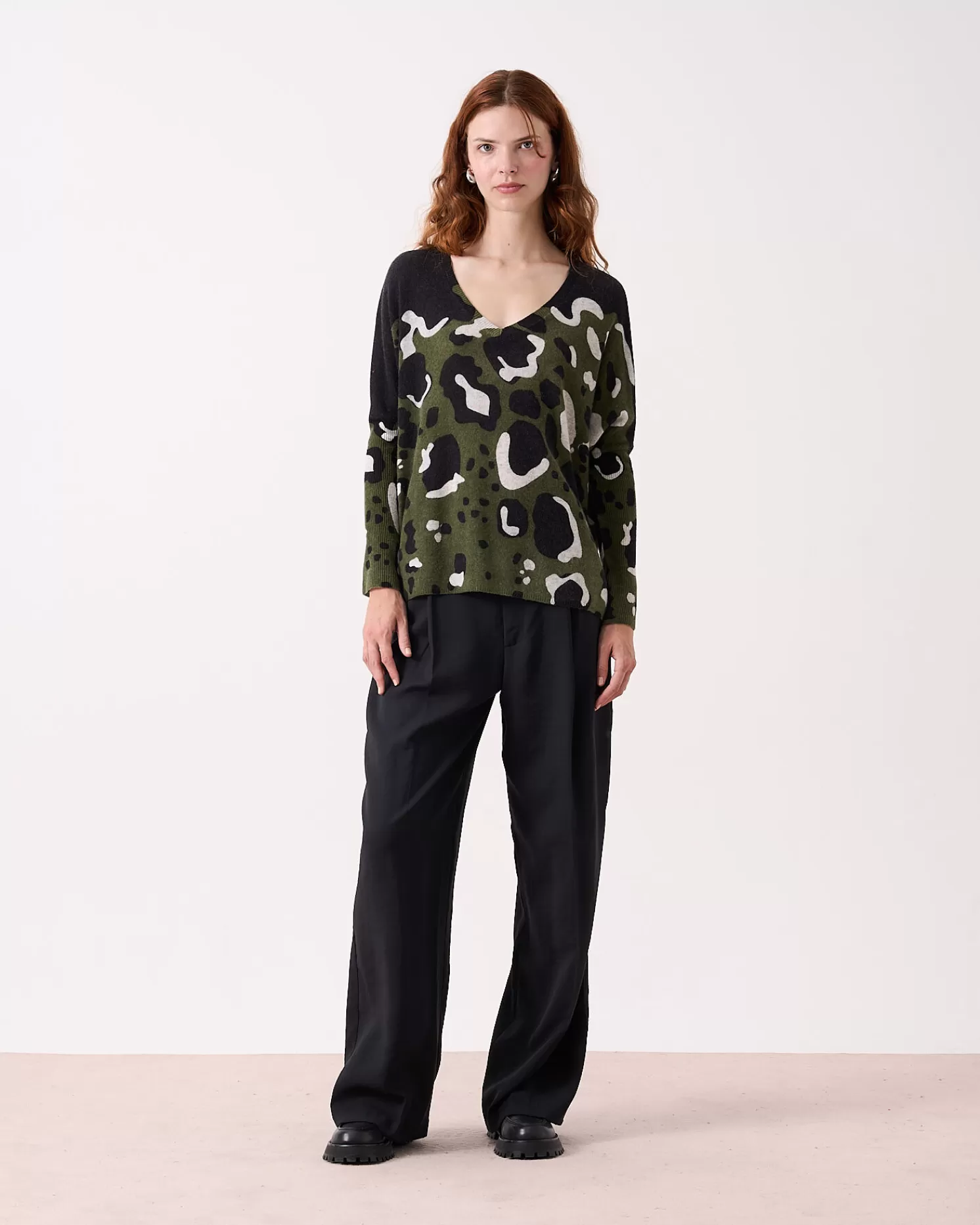Absolut Cashmere Camille Print<DAMES V-Hals | 100% Kasjmier