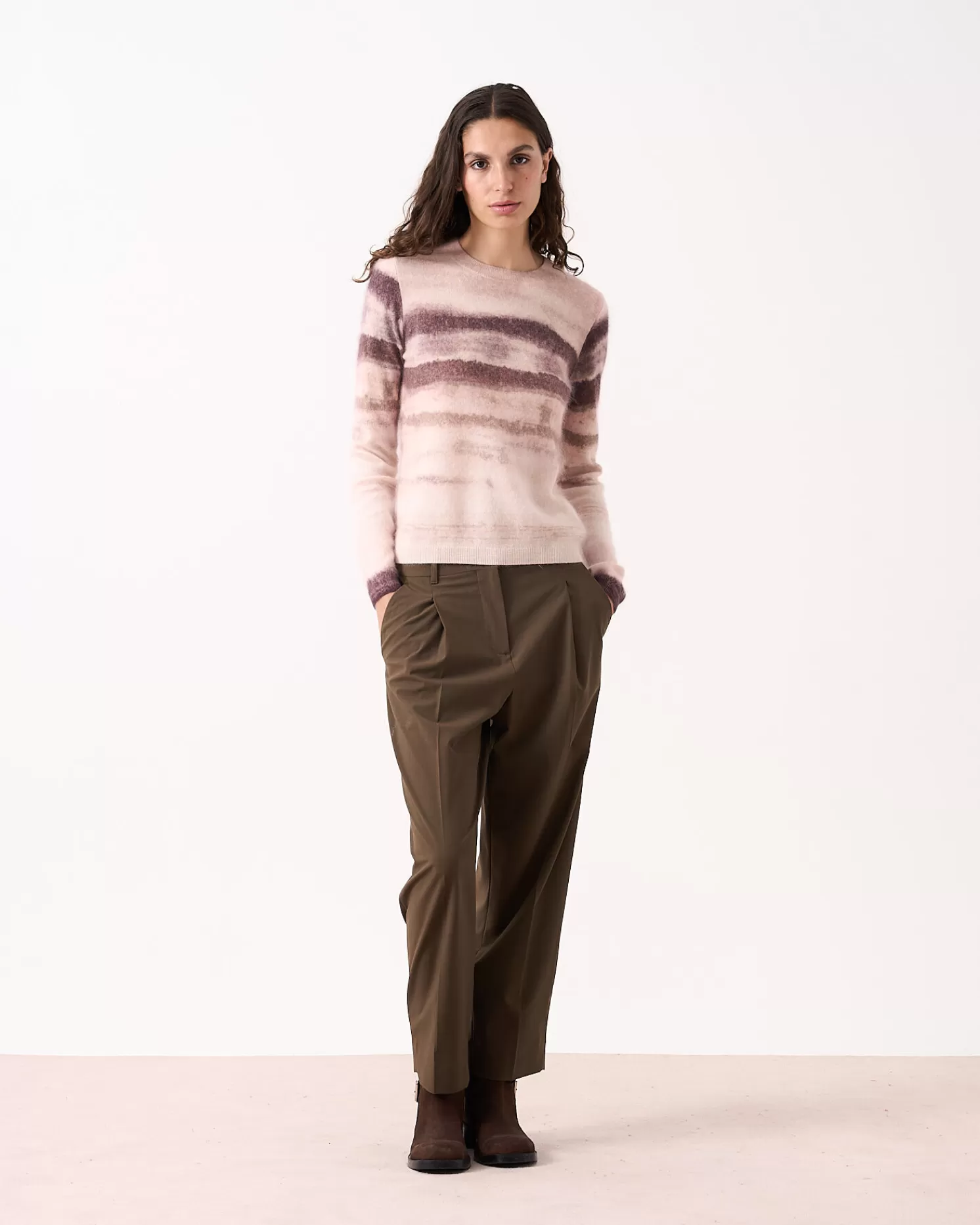 Absolut Cashmere Roise<DAMES Ronde Hals | Geborsteld Kasjmier