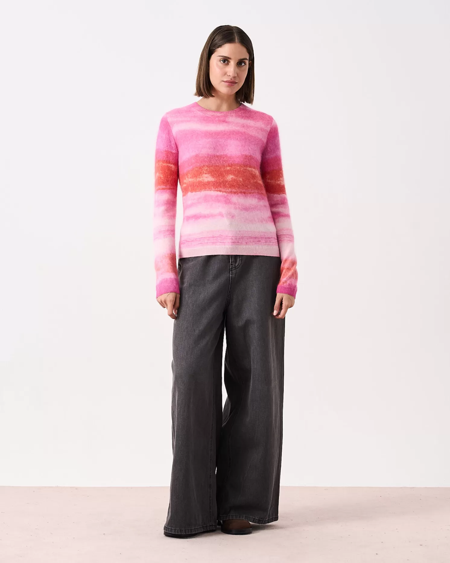 Absolut Cashmere Roise<DAMES Ronde Hals | Geborsteld Kasjmier