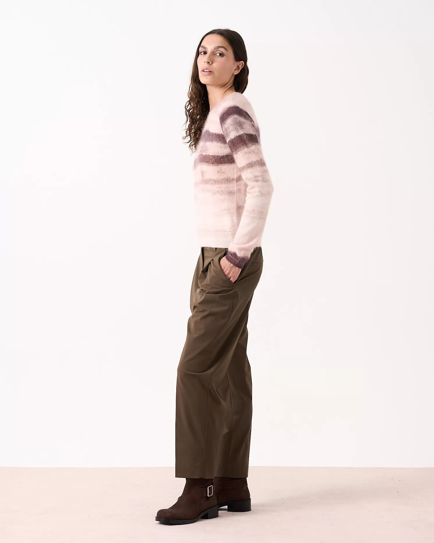Absolut Cashmere Roise<DAMES Ronde Hals | Geborsteld Kasjmier